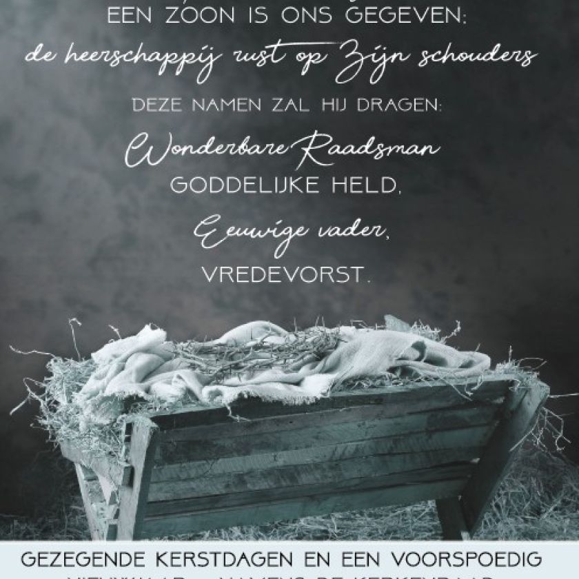 Kerstkaart 'Een Kind is ons geboren - kerkenraad' - MA26231 -  Christelijke kerstkaarten bij MajesticAlly