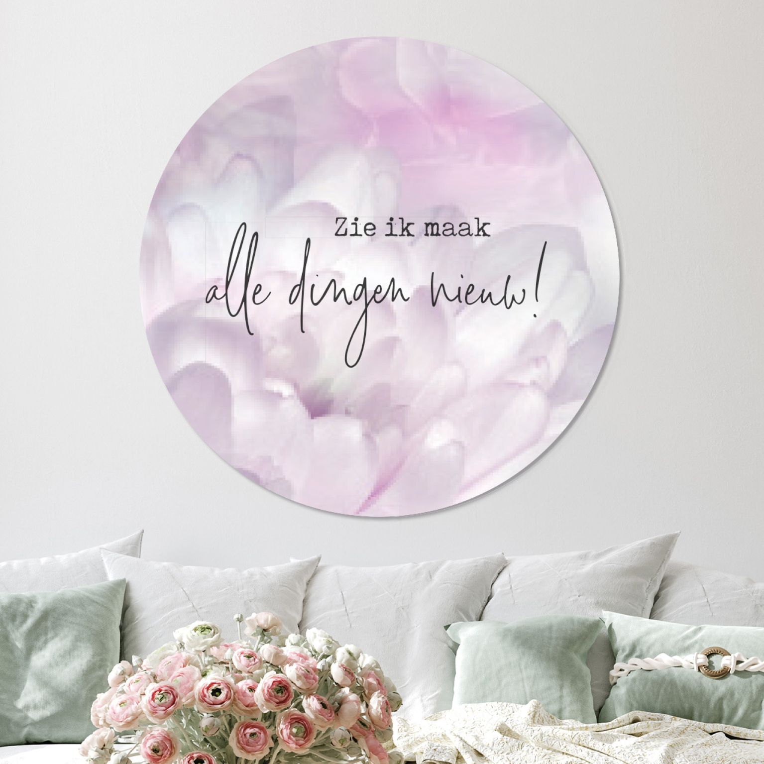 Muurcirkel 'Zie, Ik maak alle dingen nieuw' - 100 cm