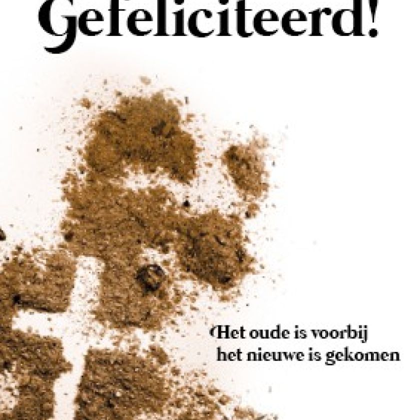 Minikaart 'Gefeliciteerd - het oude is voorbij' - 552611MK -  Minikaartjes