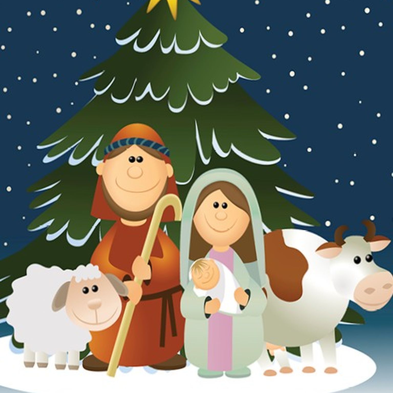 Kerstkaart 'Kerstboom - kinderen' - MA26235 -  Christelijke kerstkaarten bij MajesticAlly