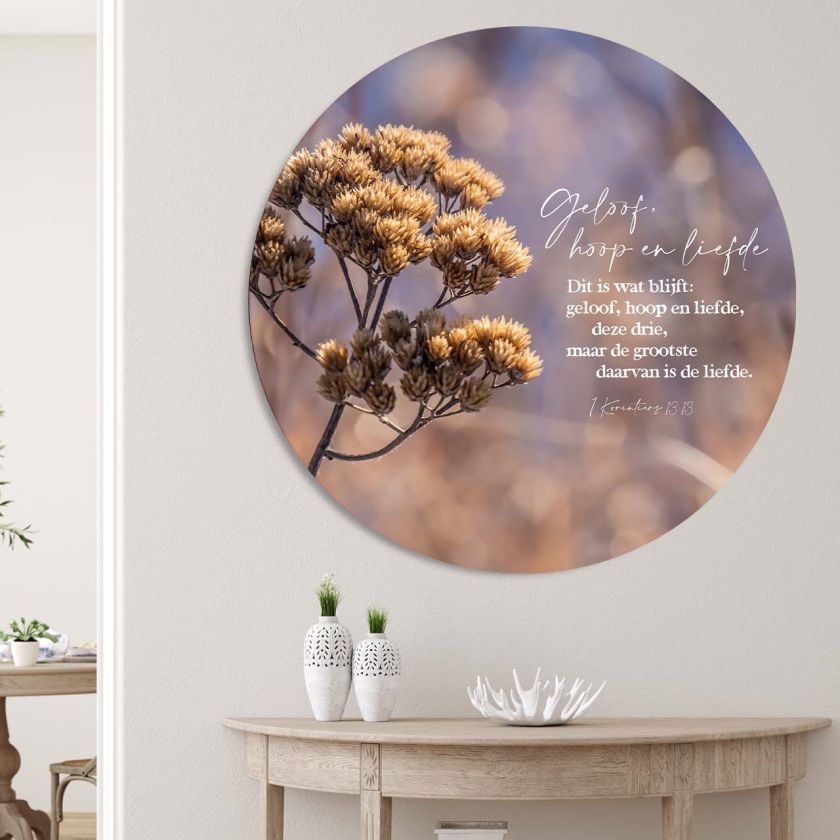 Muurcirkel '1 Korintiërs 13:13' - 100 cm - MA39422 -  Muurcirkels - 100 cm bij MajesticAlly