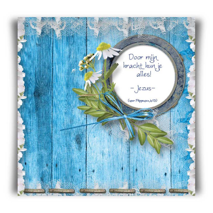 Kaart 'Door mijn kracht kun je alles' - 45034 -  Bible Message bij MajesticAlly