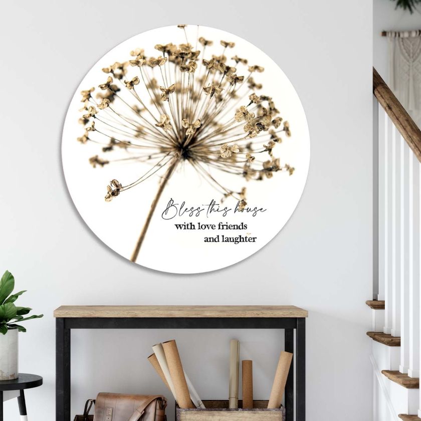 Muurcirkel 'Bless this house - wit' - 100 cm - MA39423 -  Muurcirkels - 100 cm bij MajesticAlly