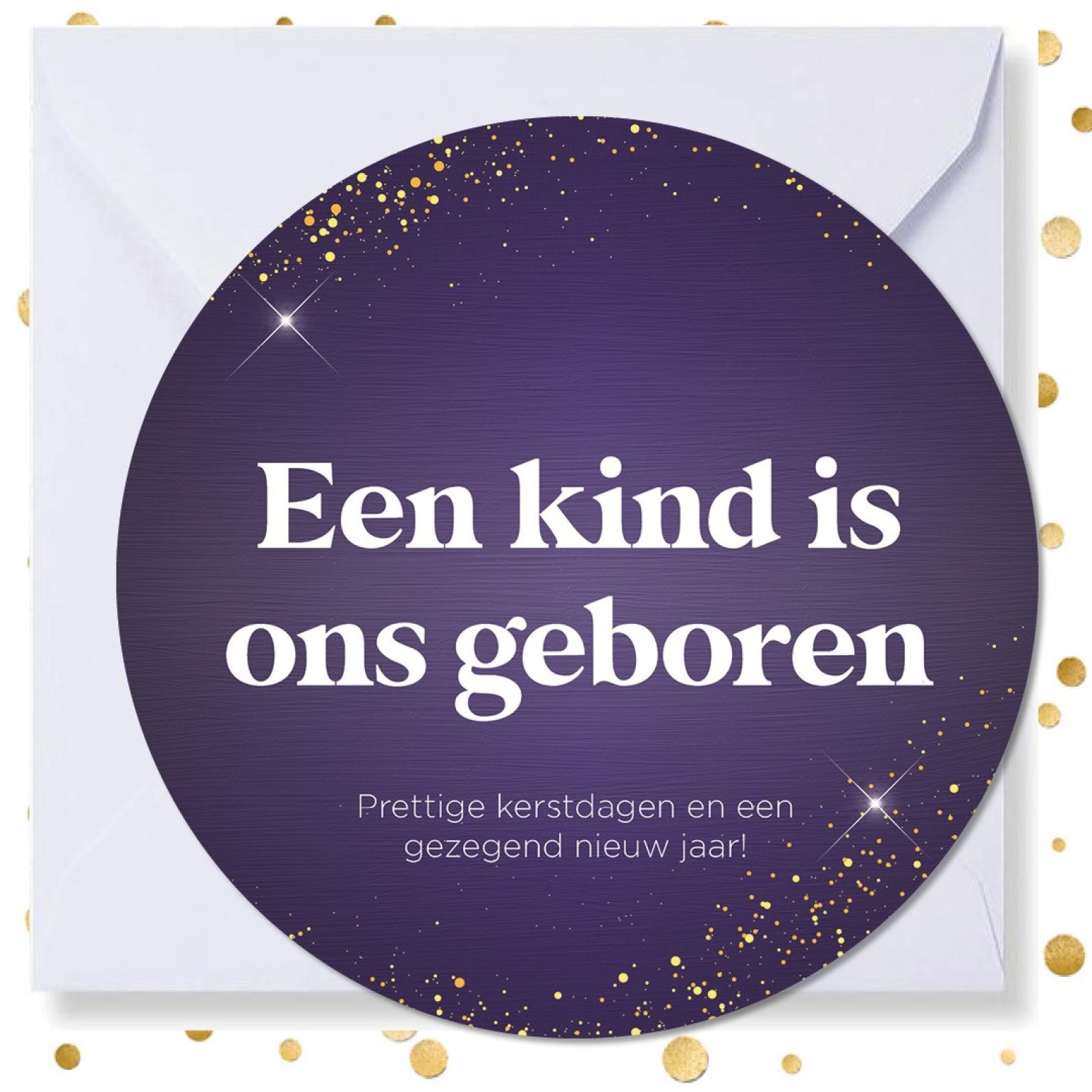 Kerstkaart rond \'Een kind is ons geboren\' - MA41012 -  Christelijke kerstkaarten bij MajesticAlly