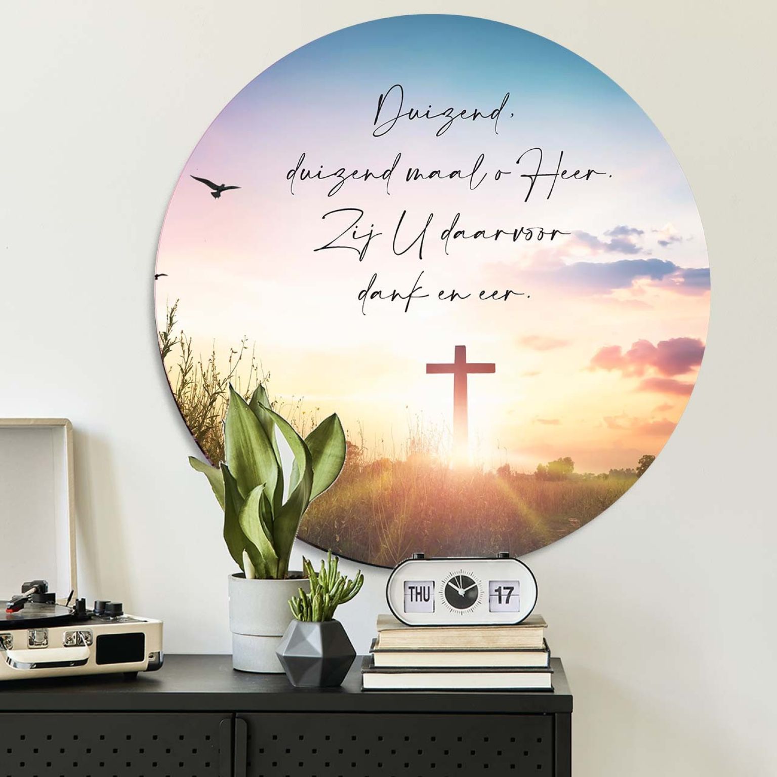 Muurcirkel 'Duizendmaal - kruis' - 60 cm - MA39319 -  Wanddeco bij MajesticAlly