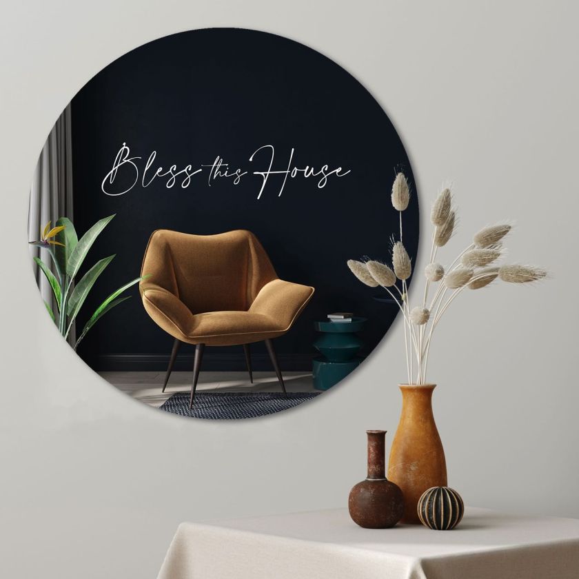 Muurcirkel 'Bless this house' - 60 cm - MA39303 -  Wanddeco bij MajesticAlly