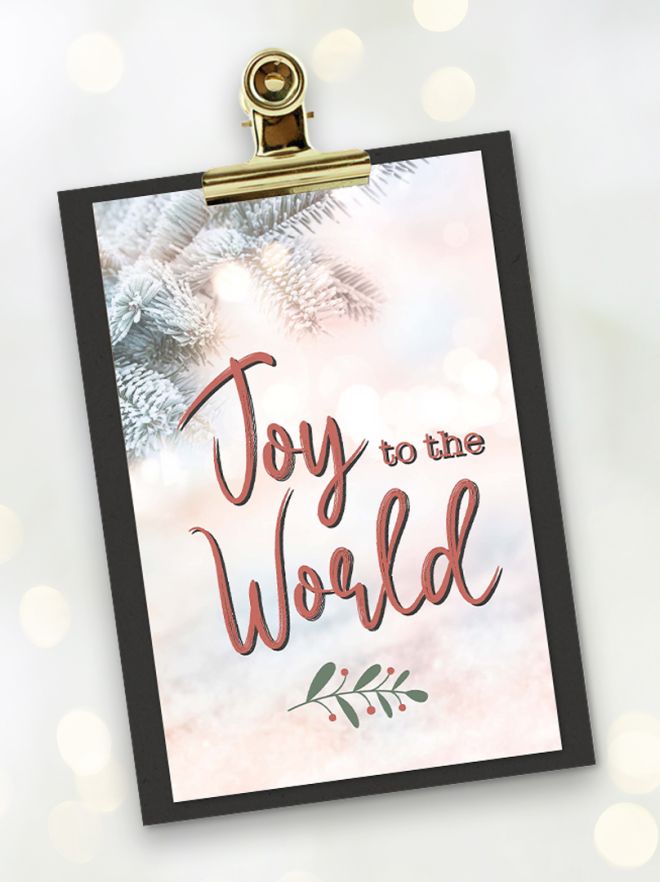 MA41515 - Minikaartje Kerst 'Joy to the world' + klembordje