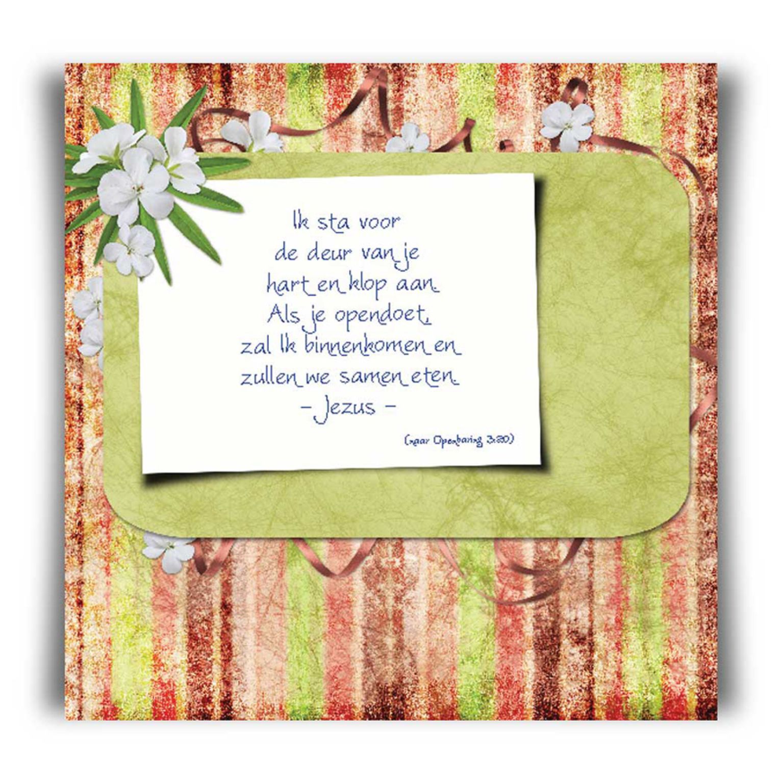 Kaart 'Ik sta aan de deur van je hart' - 45033 -  Bible Message bij MajesticAlly