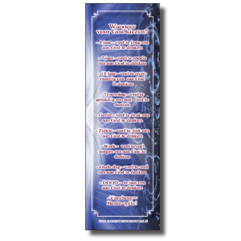 Boekenlegger 'Wanneer voor God kiezen'