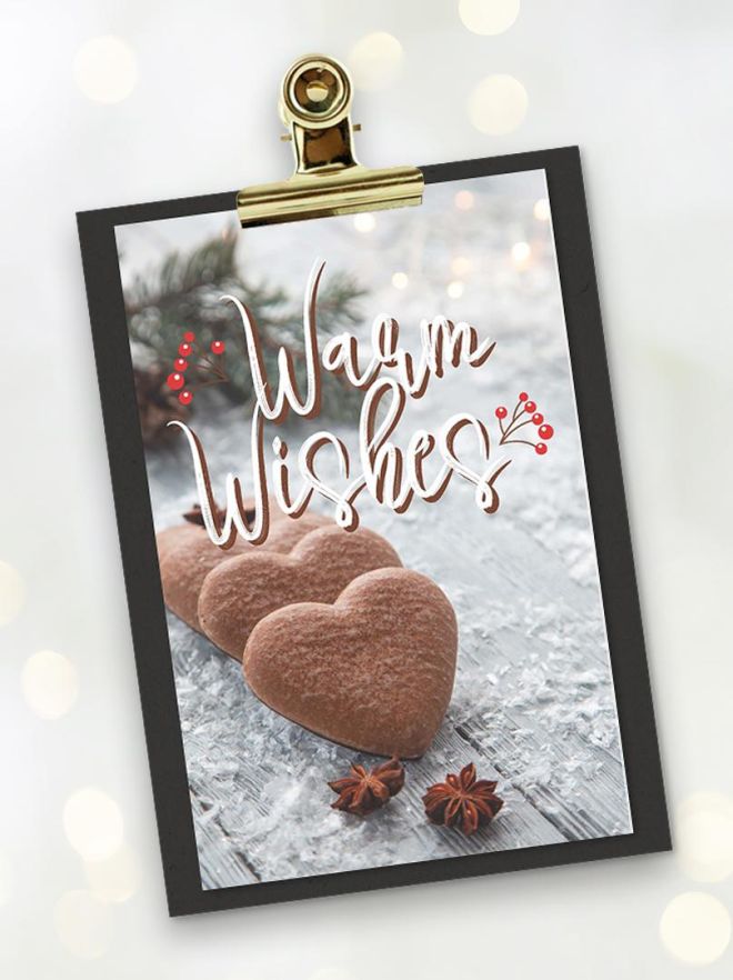 MA41512 - Minikaartje Kerst 'Warm Wishes' + klembordje