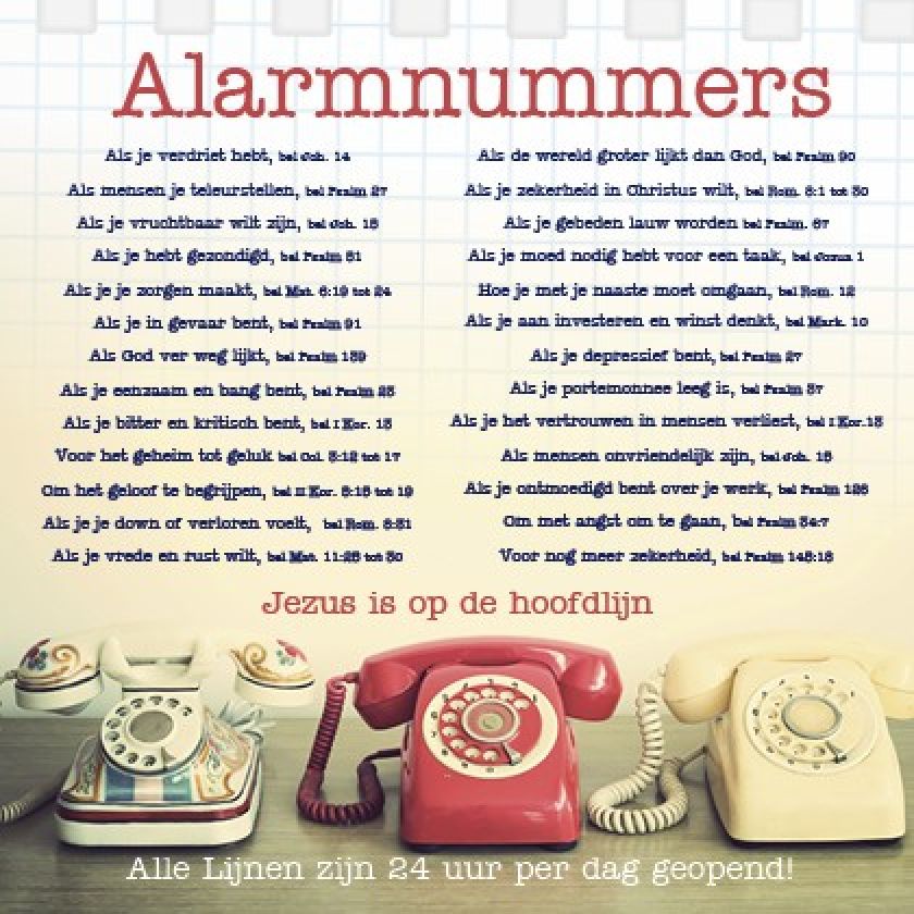 Kaart 'Alarmnummers' - MA12016 -  Lifestyle bij MajesticAlly