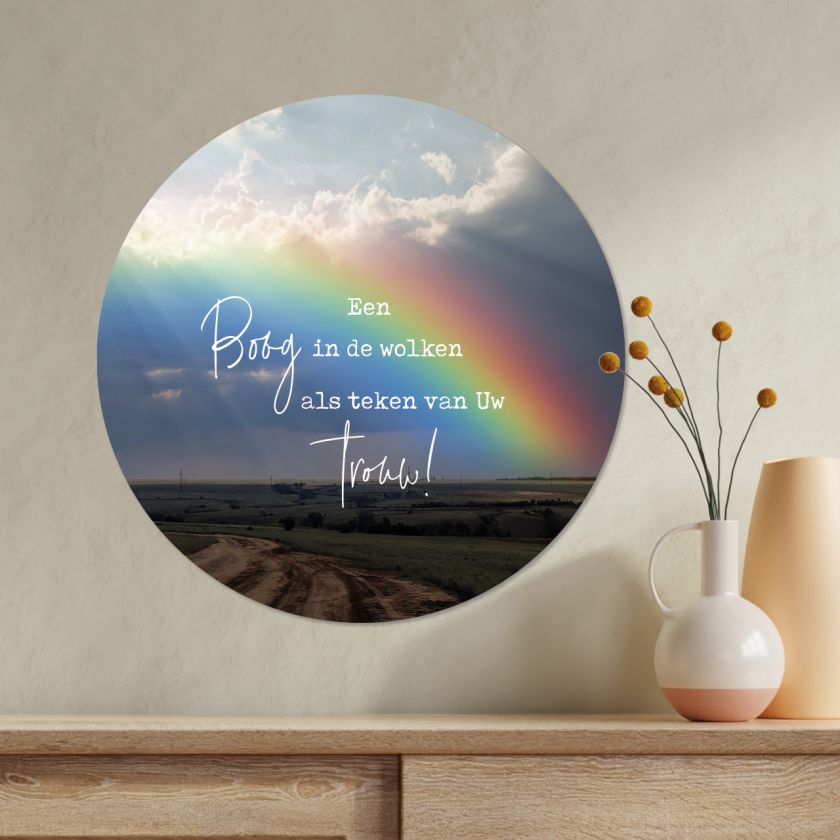 Muurcirkel 'Een boog in de wolken als teken van Uw trouw' - 40 cm
