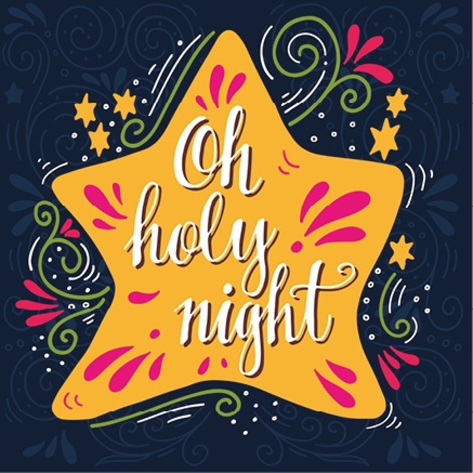 Kerstkaart metallic 'Oh holy night - ster' - MA16103 -  Christelijke kerstkaarten bij MajesticAlly