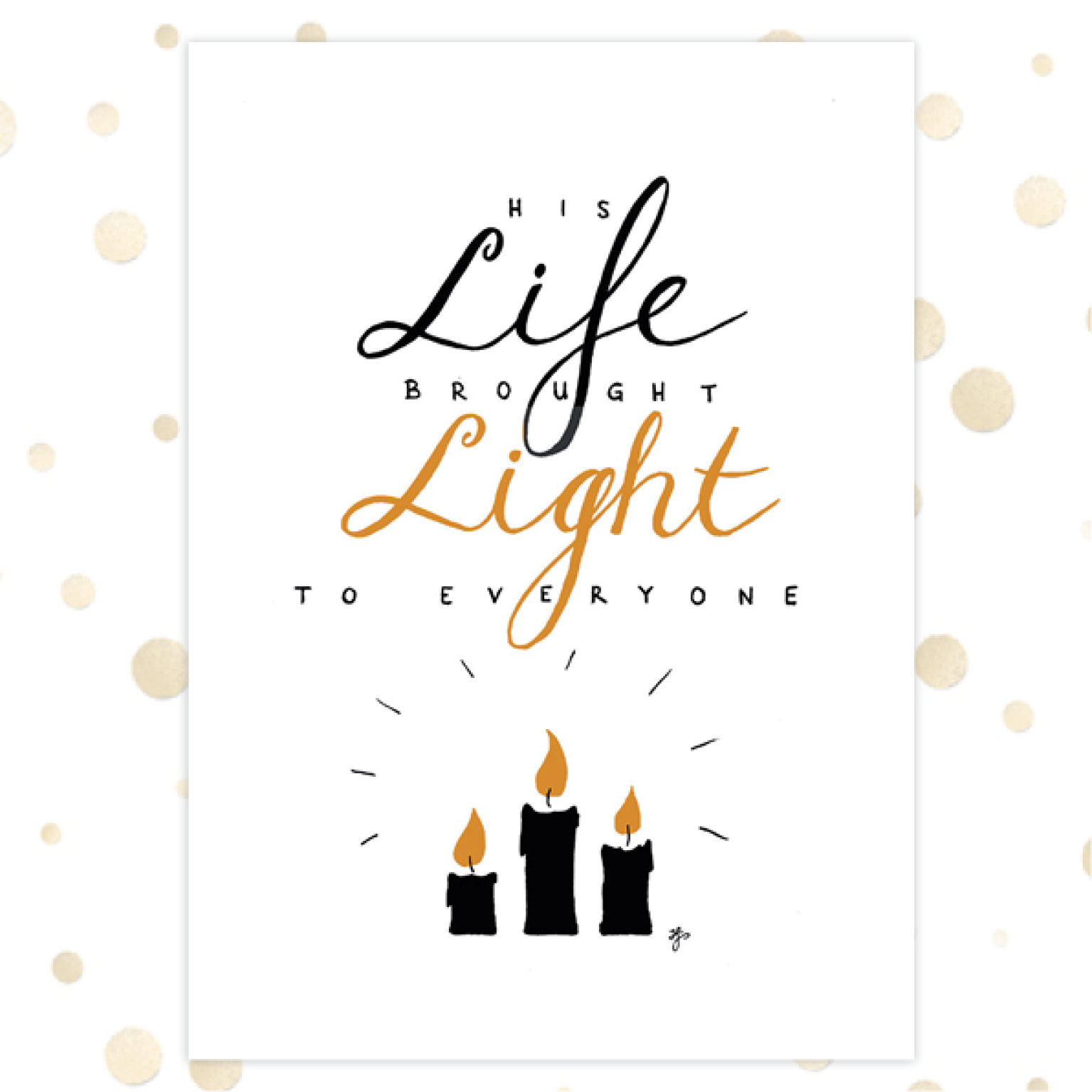 Kerstkaart 'His life brought light' - goudfolie - MA36060 -  Goudfolie kerstkaarten bij MajesticAlly