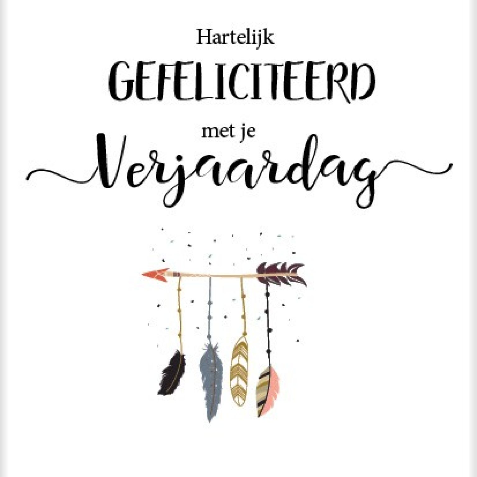 Kaart 'Hartelijk gefeliciteerd - veren' - MA25021 -  Beautiful Day bij MajesticAlly