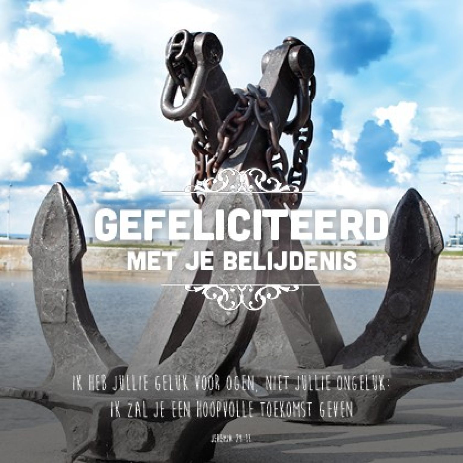 Kaart gefeliciteerd mj belijdenis anker - MA15027 -  Belijdenis bij MajesticAlly