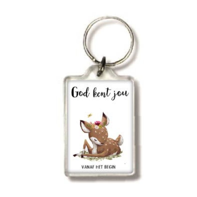 Sleutelhanger hertje God kent jou - MA25506 -  Beautiful Day  bij MajesticAlly