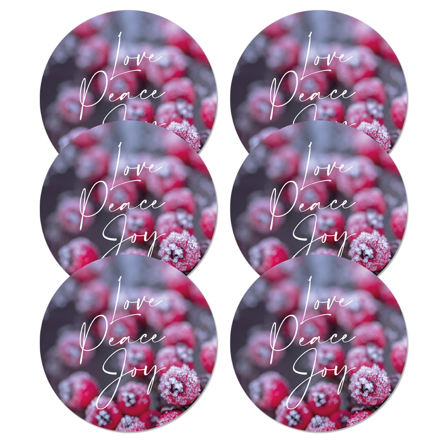 Kerst onderzetter love, peace, joy