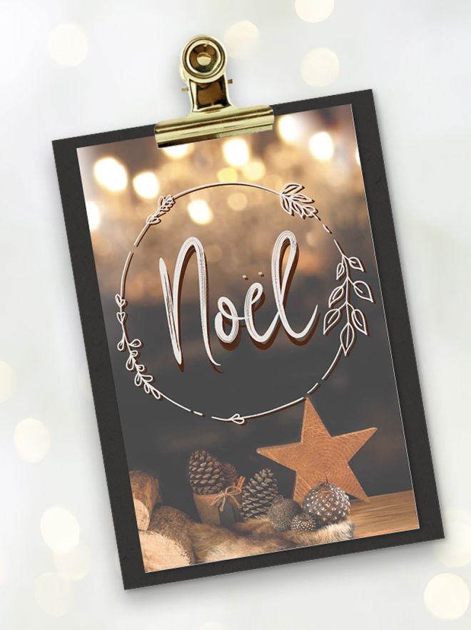 MA41514 - Minikaartje Kerst 'Noël' + klembordje