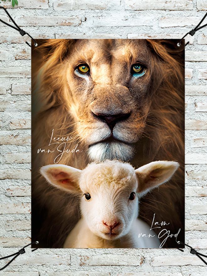 MA44502 Tuinposter 'Leeuw & Lam'