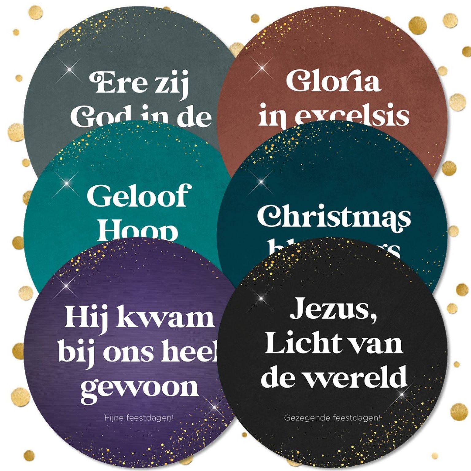 Voordeelpakje kerstkaarten rond serie 1  - 12 stuks - MA41013 -  Voordeelpakjes kerst bij MajesticAlly