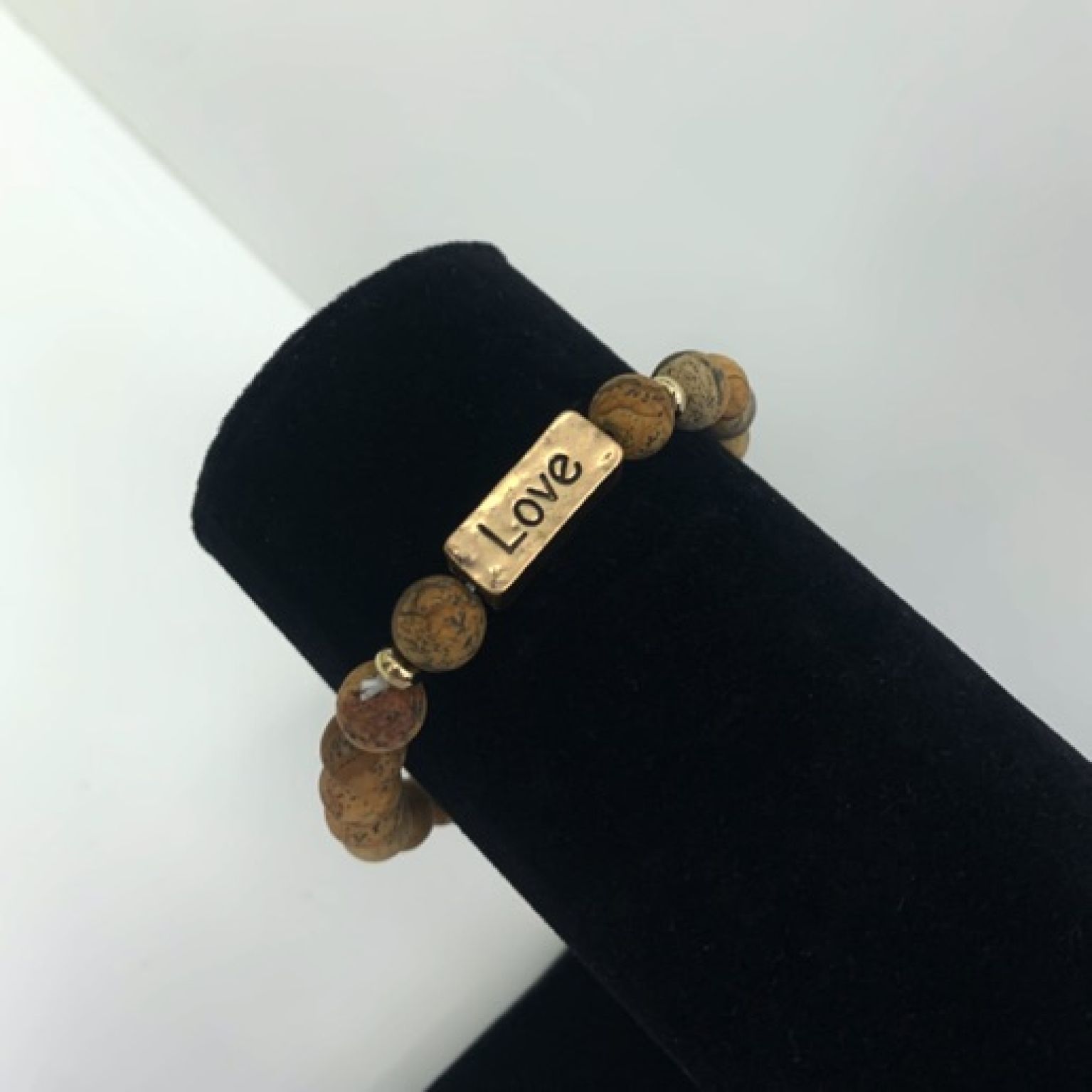 MA47407 - Armband natuursteen - Love - bruin gemeleerd