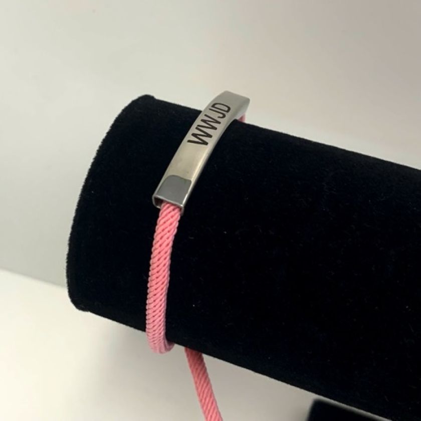 MA47606 - Touwarmband WWJD rose