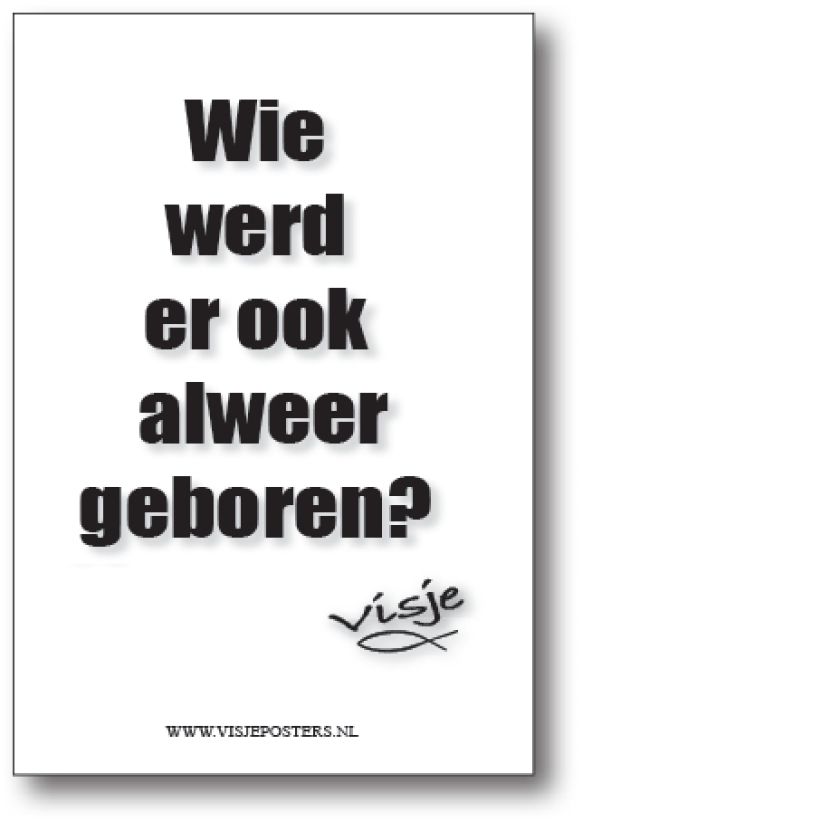 Minikaart 'Wie werd er ook alweer geboren?' - Visje - 46039 -  Visje kerstkaarten bij MajesticAlly