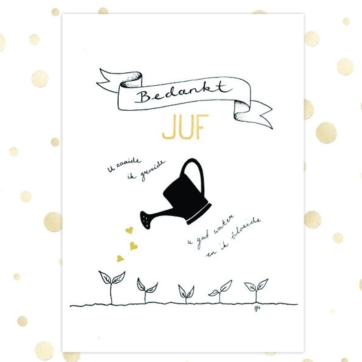 Kaart 'Bedankt juf' - MA36070 -  Golden Blessings bij MajesticAlly