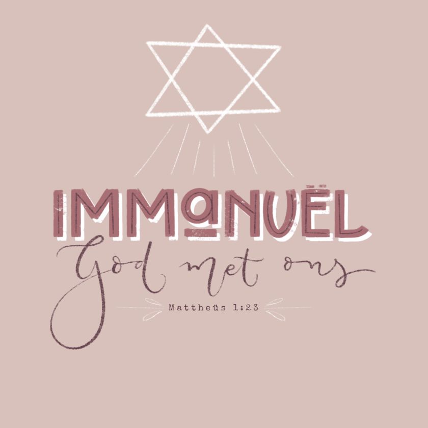 Kerstkaart 'Immanuël, God met ons'