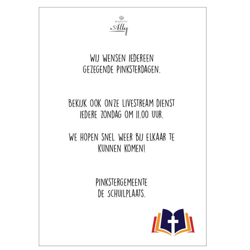 Eigen bedrukking pinksterkaarten - MA38000BEDR-PI -  Eigen bedrukking pinksterkaarten bij MajesticAlly