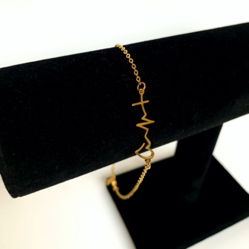 MA47707 - Enkelbandje hartslag - goud