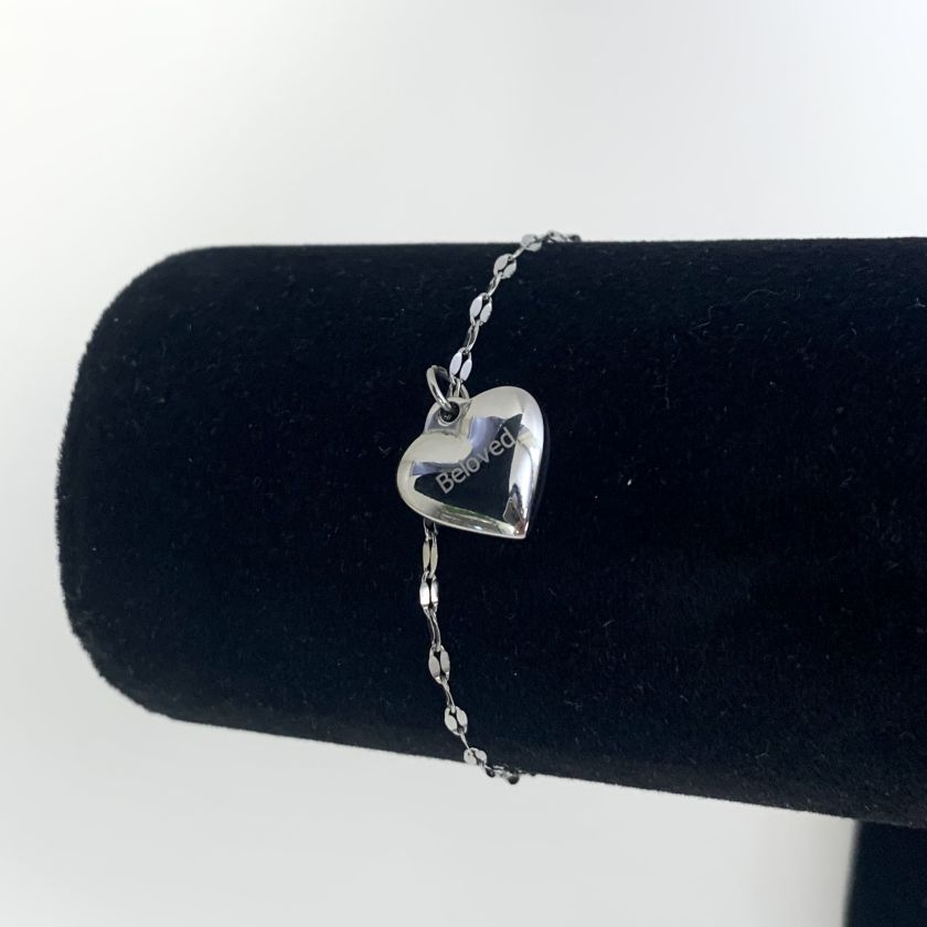 MA47213 Armband hartje zilver beloved christelijk