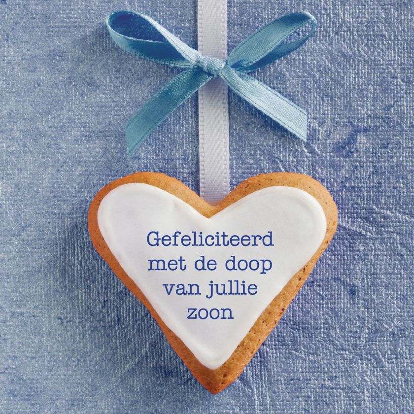 Kaart 'Doop zoon - hartjeskoekje' - MA12032 -  Lifestyle bij MajesticAlly