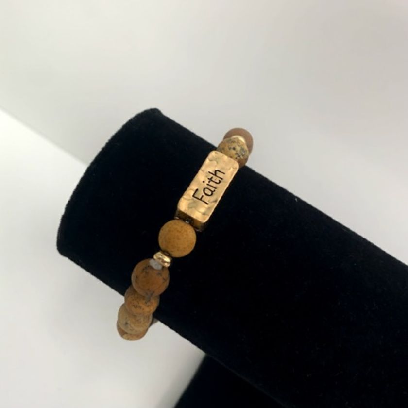 MA47403 - Armband natuursteen - Faith - bruin gemeleerd