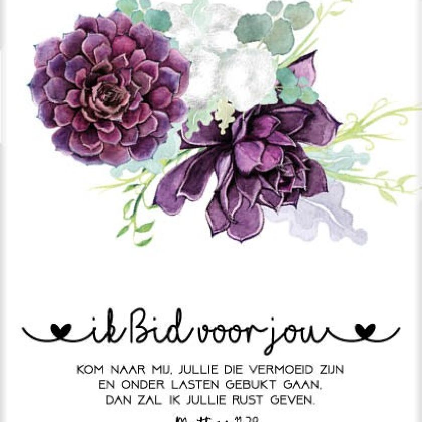 Kaart 'Ik bid voor jou - paarse bloem' - MA31033 -  Bloom bij MajesticAlly