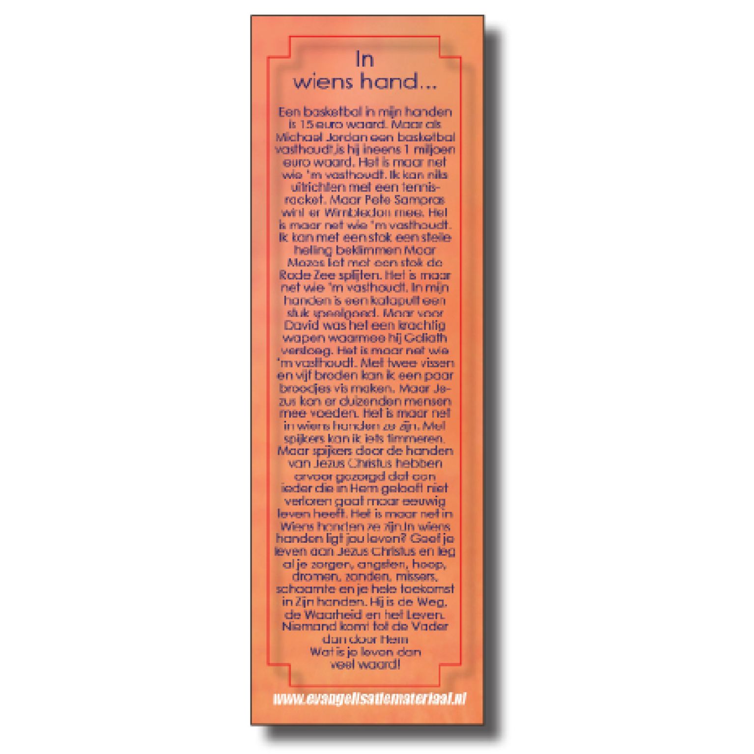 Boekenlegger 'In wiens hand'