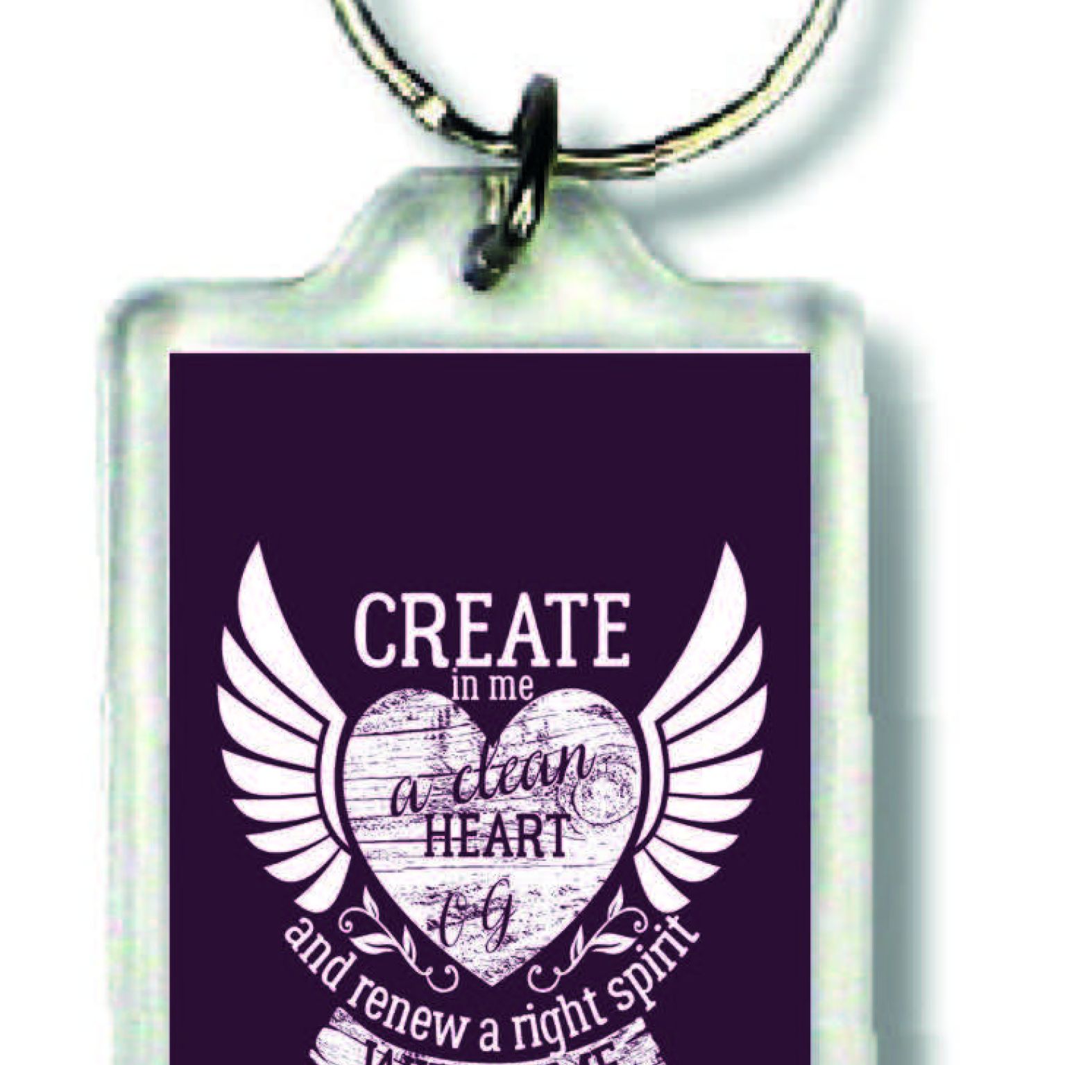 Sleutelhanger create in me a clean hart - MA23035 -  Bible Verses bij MajesticAlly