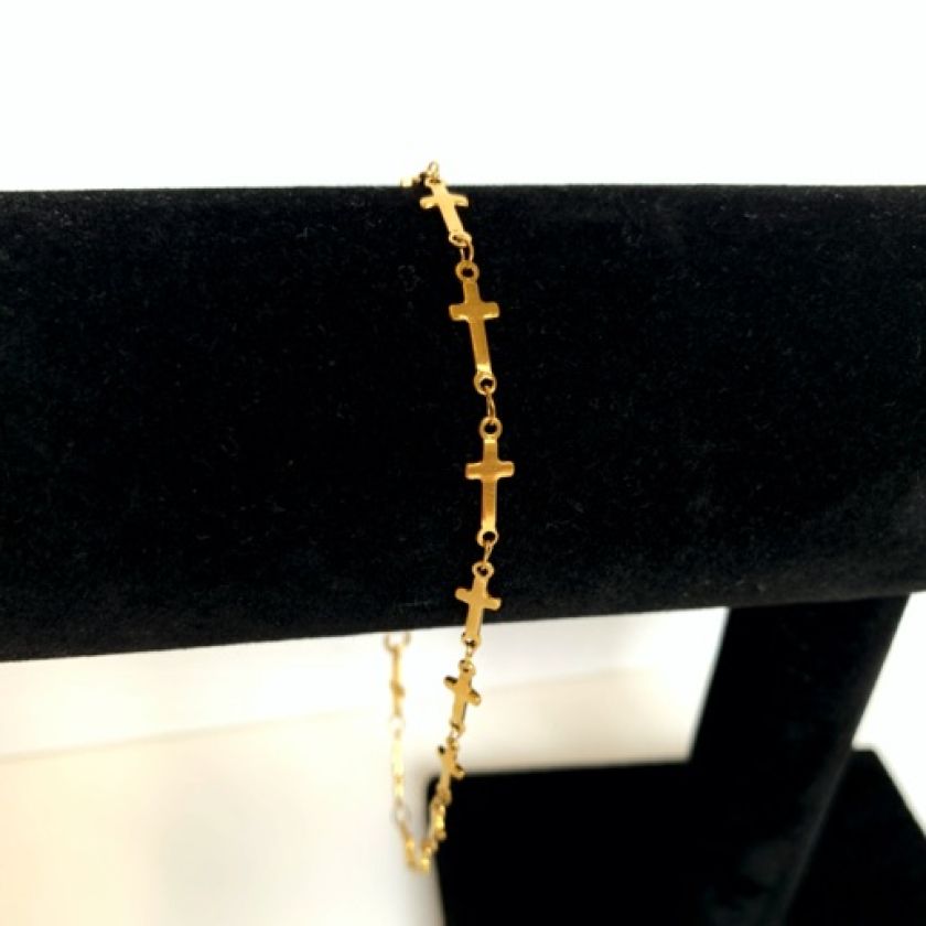 MA47701 - Enkelbandje geschakelde kruisjes goud