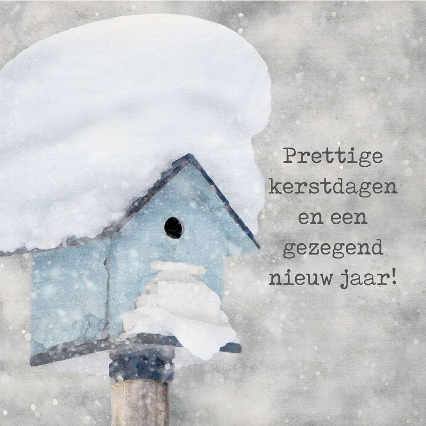 MA41215 - Minikerstkaart 'Besneeuwd vogelhuisje'