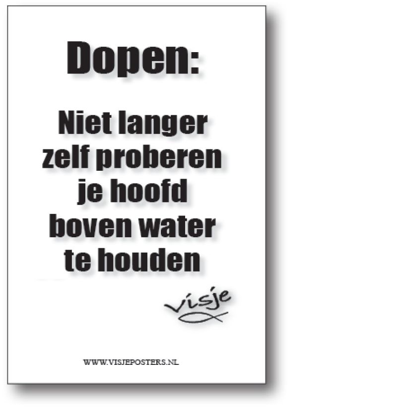 minikaart Visje 'Dopen niet langer zelf proberen'