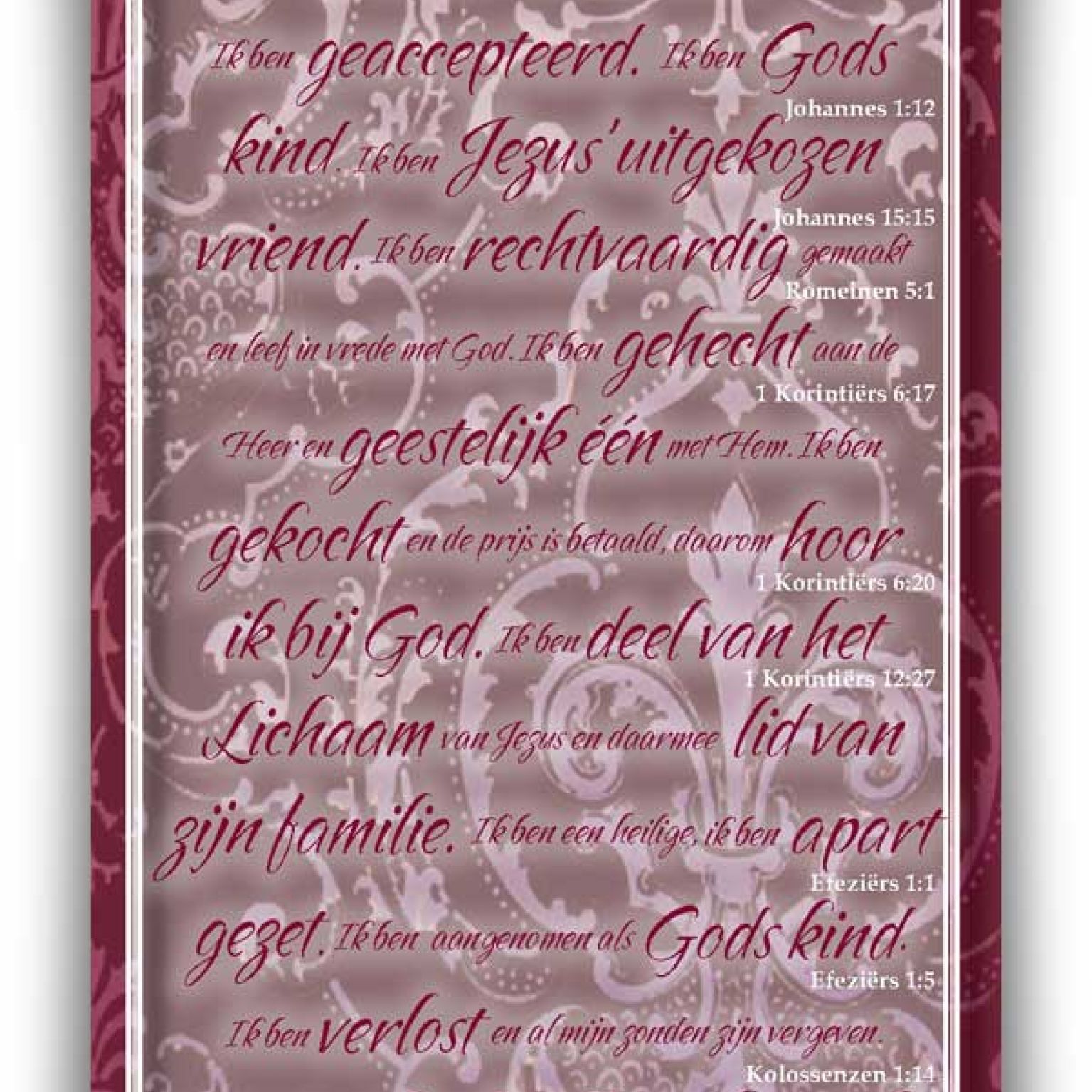 Bemoedigingskaart - 'Wie ik ben' - 44124 -  Kaarten bij MajesticAlly