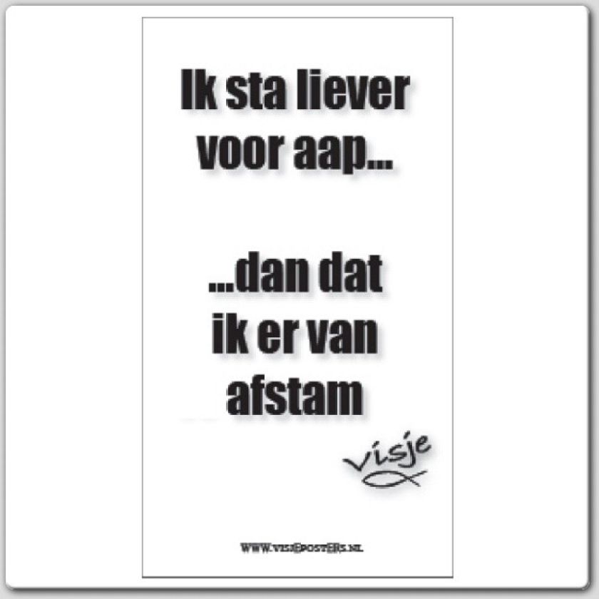 minikaart Visje 'Ik sta liever voor aap'