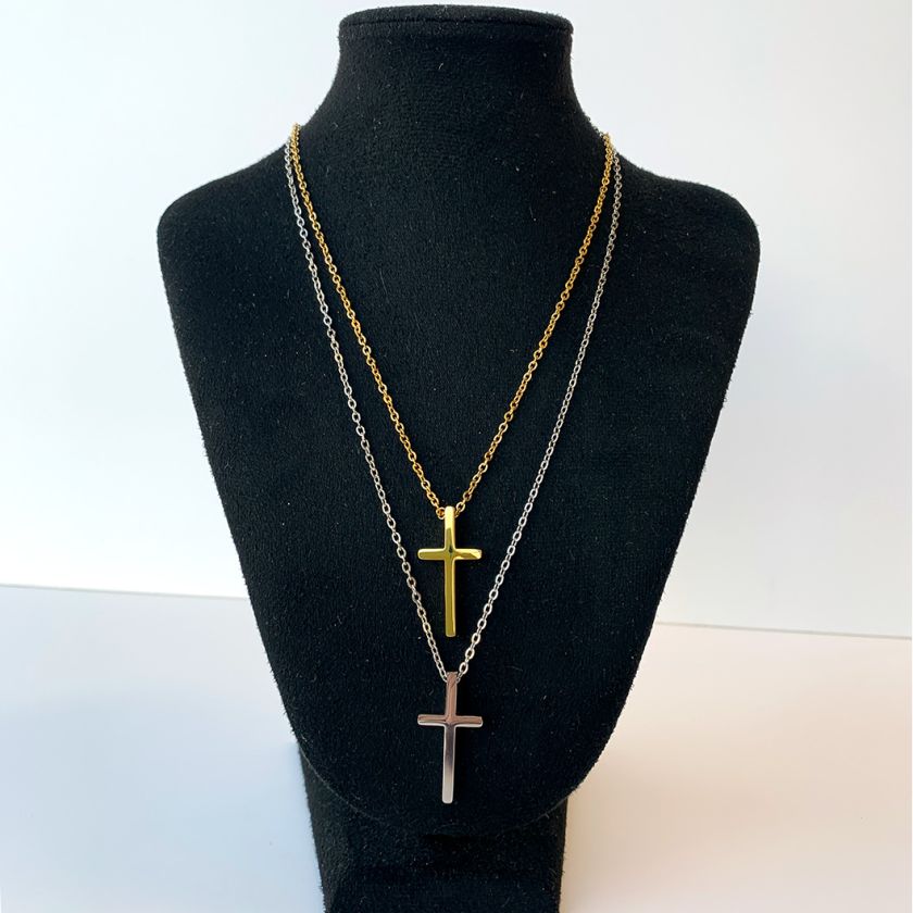 Herenketting kruis 3 cm goud - 50 cm