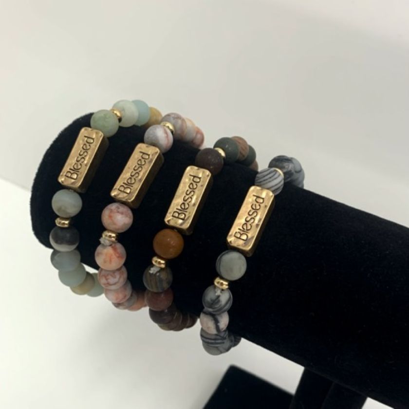 MA47410 - MA47413 - armband natuursteen Blessed