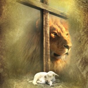 Sleutelhanger kruis leeuw en lam - MA11504 -  David Sörensen bij MajesticAlly