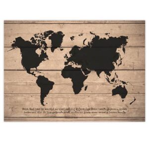 Wandpaneel 'Want God had de wereld zo lief'- wereldkaart bruin - MA11609WP -  Wandpanelen bij MajesticAlly