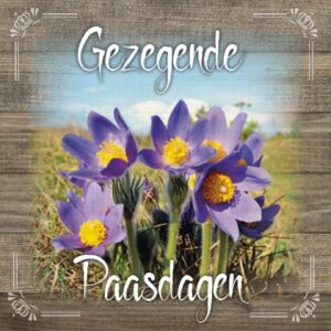 Kaart 'Gezegende paasdagen - paarse bloemen' - MA19046 -  Brocante bij MajesticAlly