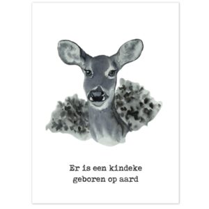 Kerstkaart 'Er is een kindeke - hert' - MA26202 -  Christelijke kerstkaarten bij MajesticAlly