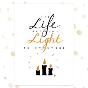 Kerstkaart 'His life brought light' - goudfolie - MA36060 -  Goudfolie kerstkaarten bij MajesticAlly